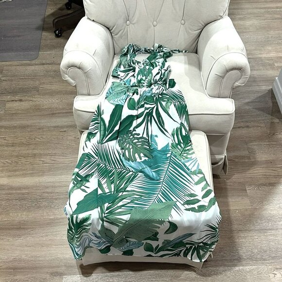 Green Leaf Print Maxi Dress - Picture 1 of 7